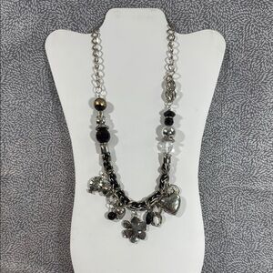Silver and Black Charm Necklace